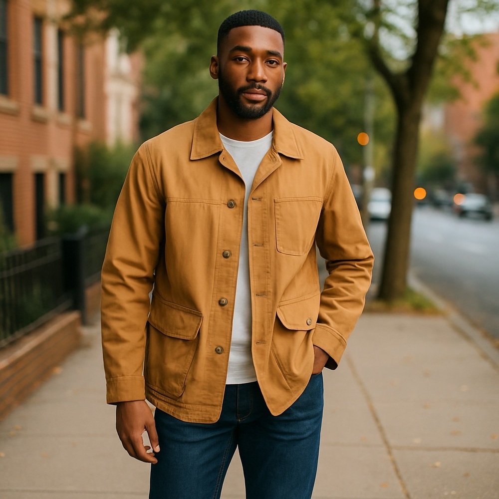 Vintage J. Crew Mens Canvas Barn Coat Work Jacket Flannel Lined Pockets Large